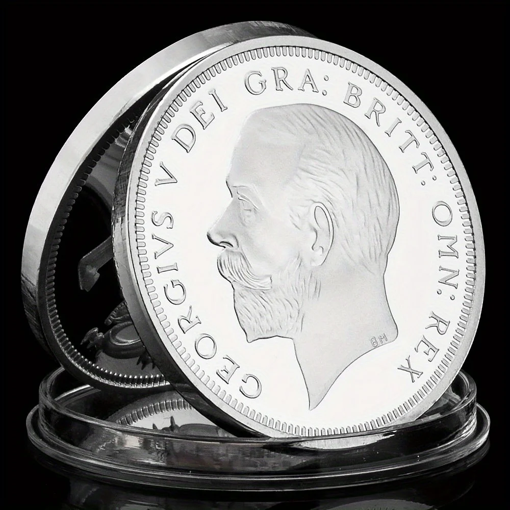 George V Collectible Silvery Plated Souvenir Coin Saint George and The Dragon Collection Art Commemorative Coin