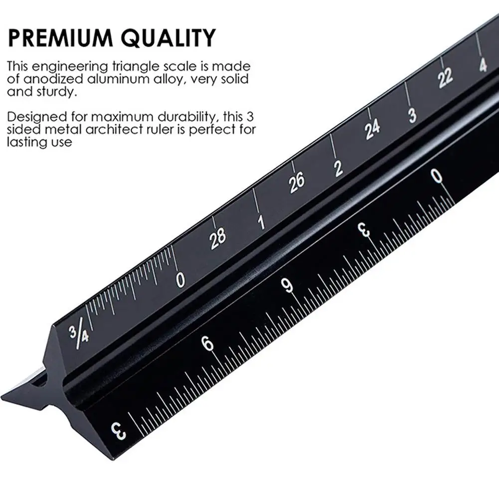 Multi-function Aluminum Alloy Hand Protective Ruler Stationery Cutting Non-slip Ruler Straight Woodwork Ruler Wood Straight E5V3