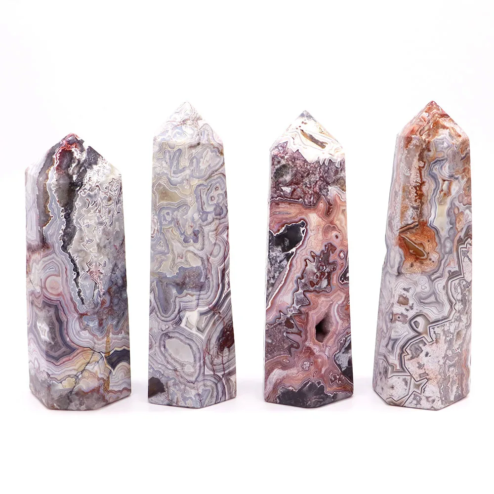 Natural Crystals Mexico Agate Tower Point Healing Energy Mineral Painting Colorful Pattern Prismatic Home Room Decorations Gifts