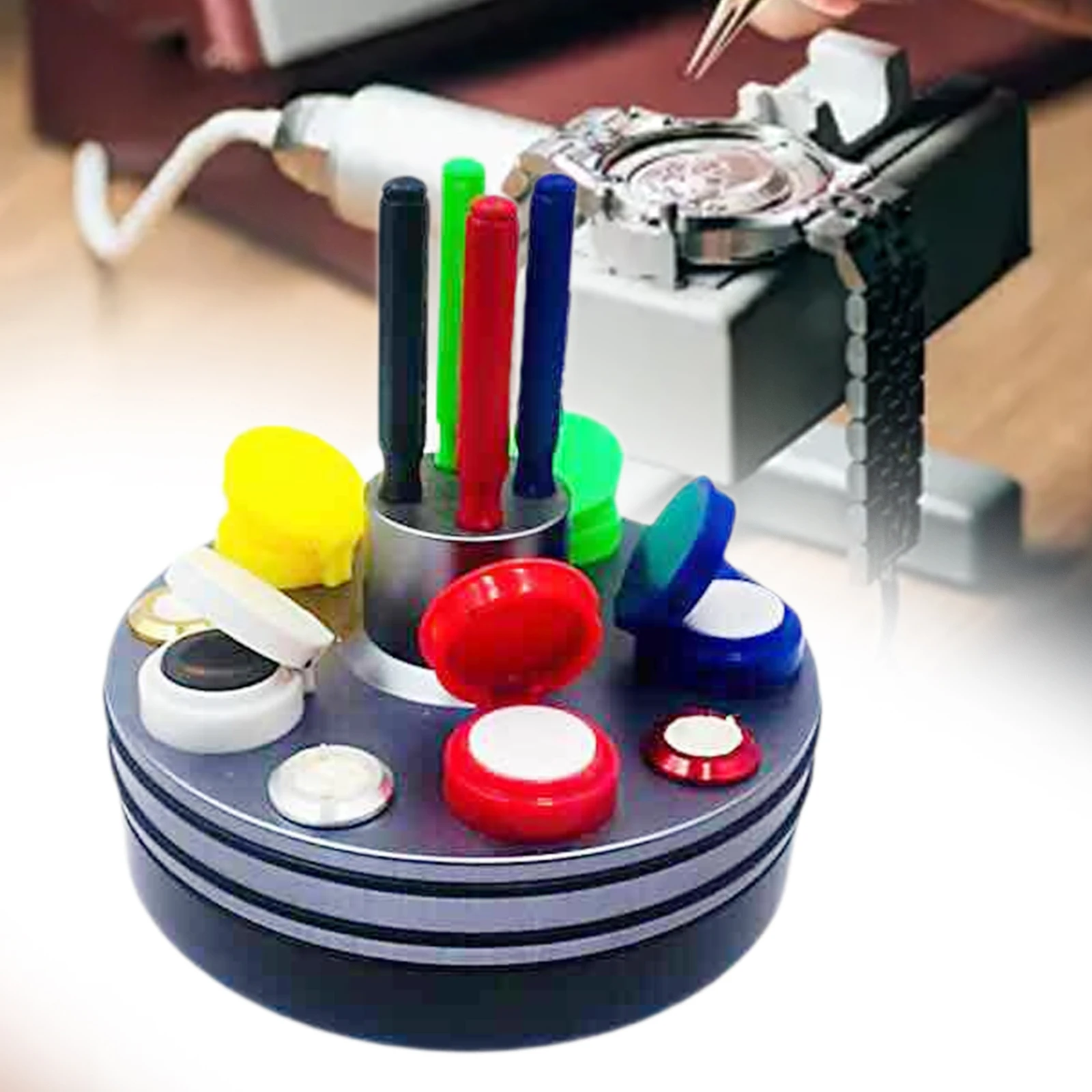 

Watch Oil Cup Holder Watch Oil Dip Oiler Stand Supplies 5 Dish Maintenance Multipurpose with Cover Men Women Watch Repair