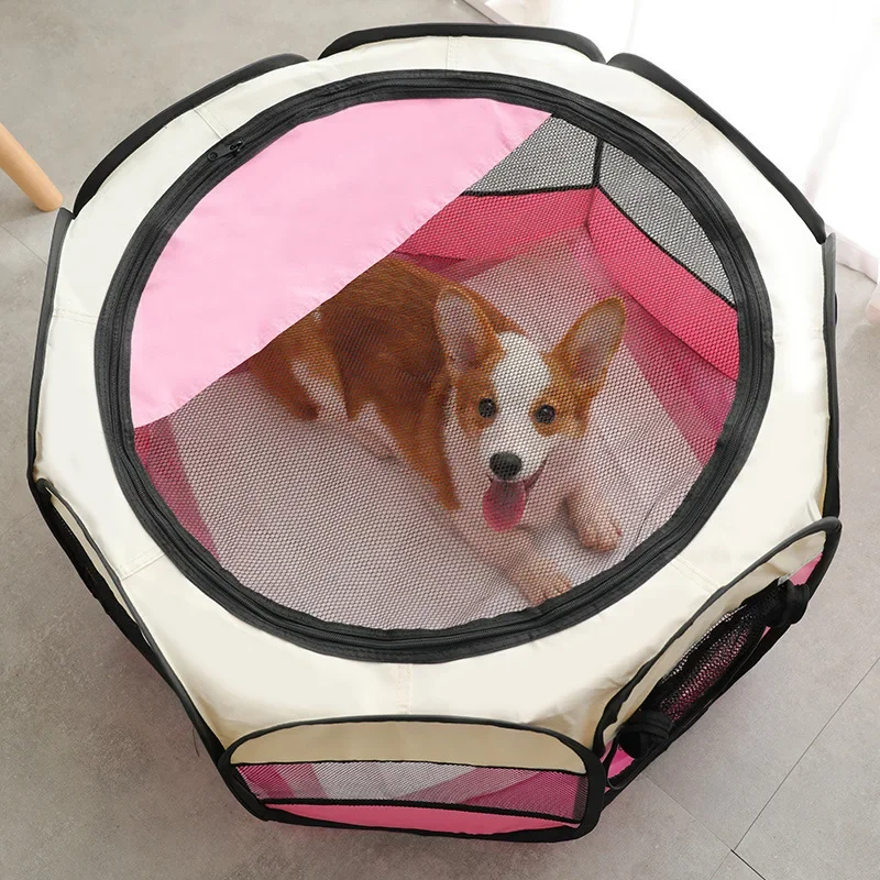 Octagonal Foldable Pet Playpen Tent Oxford Cloth Anti Scratch Dog Cat Whelping Box Indoor Outdoor Travel Puppy Kitten Crate Bed
