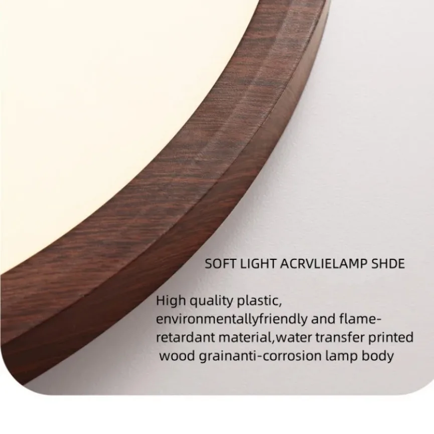 Imagem -06 - Ultra-fino Circular Led Luz de Teto Grão Walnut Criativo Luz Decorativa Sala de Estar Quarto Estudo Varanda Indoor Home Light