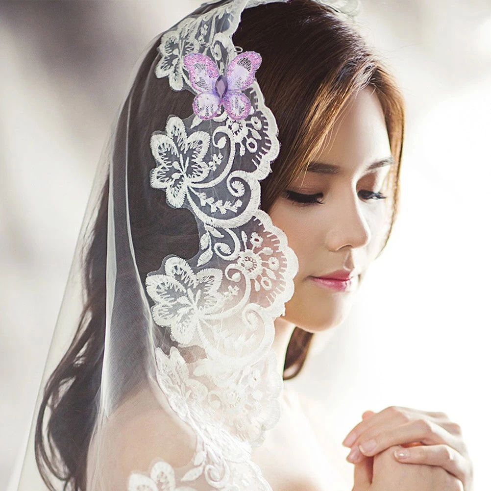 

70Pcs Shimmer Butterfly Decor Mesh Wire Butterflies Faux Rhinestone Detail for Wedding Bouquet Bedroom Girl Room DIY Craft