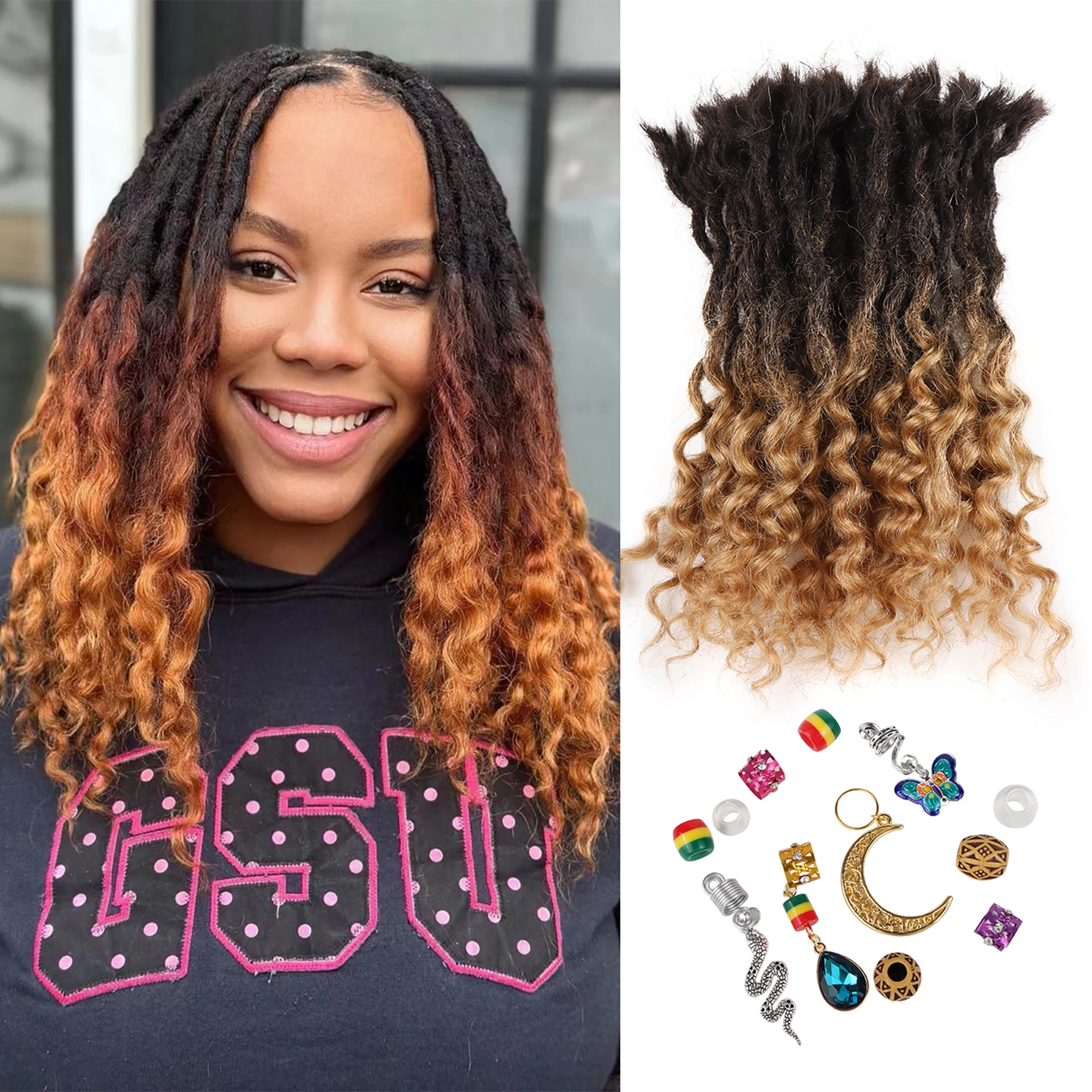 

Orientfashion Dreadkocs Curry Hair Goddes Afro Полностью ручная работа Перманентные наращивания Loc Человеческие волосы micro Locs Наращивание волос