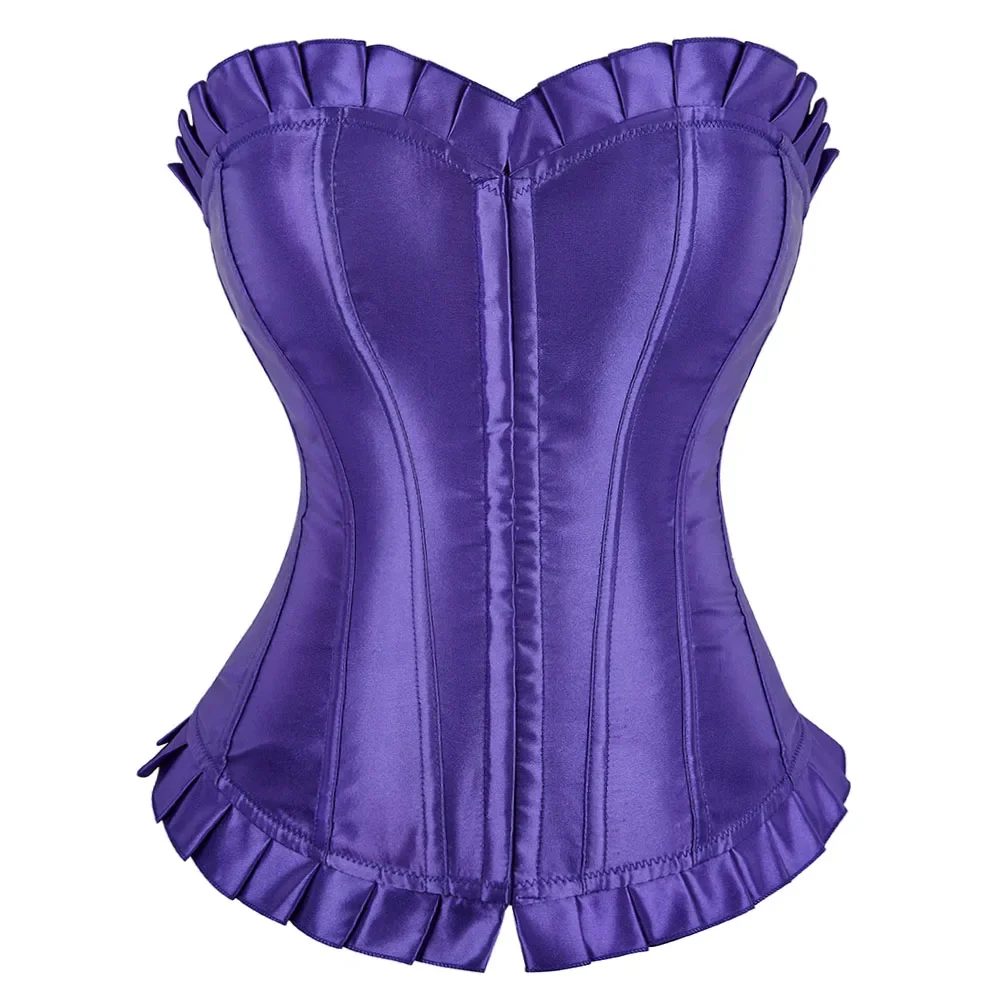 

Victorian Corset Bustier Satin Overbust Burlesque Corset Costume Plus Size Strapless Corsets for Women Fashion Purple White