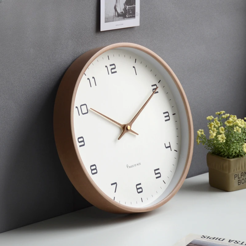 

Nordic Clock Wood Wall Clock Living Room Mute Simple Affordable Luxury Decorate Modern Fashion Creative Cool