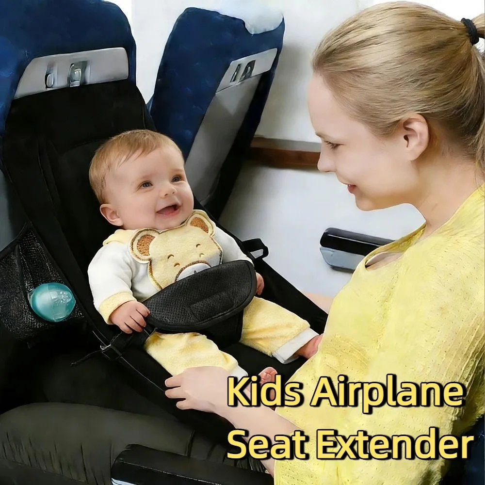 

Portable Kids Airplane Seat Extender Safety Adjustable Foldable Flying Bed Comfortable with Side Pocket Car Sleep Crib