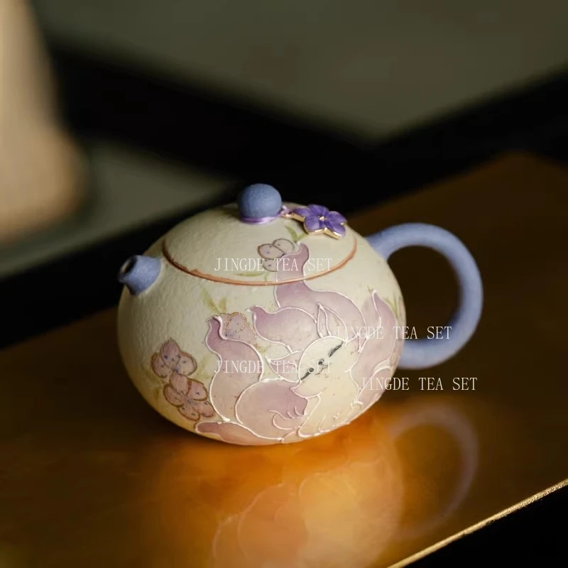 150ml Nine Tailed Fox Xishi Teapot Household Chinese Kung Fu Tea Set and Teapot Ceramic Tea Maker Stereoscopic Animals Teapot