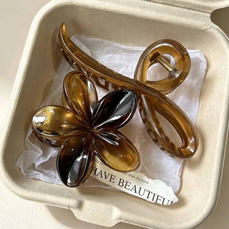 Retro Hawaii Unregelmäßige Strand-Haarklammer für Frauen, Trendige Blumen-Haarspange, Krabben-Haarspange für den Hinterkopf, Party-Haaraccessoires – Detail 10