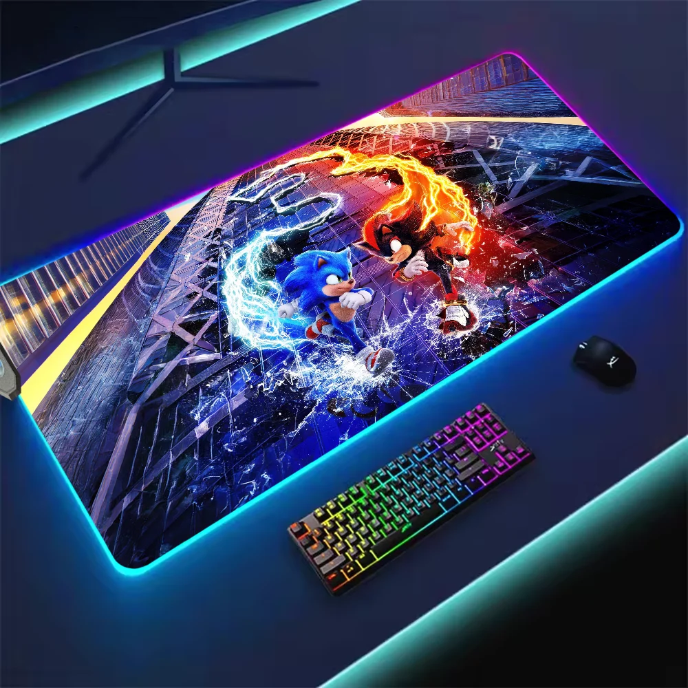 Cartoon S-Sonics The H-Hedgehogs For Rgb Mouse Pad Xxl Steelseries Laptop Mat Gaming Mousepad Backlit Keyboard Girl Table Pads