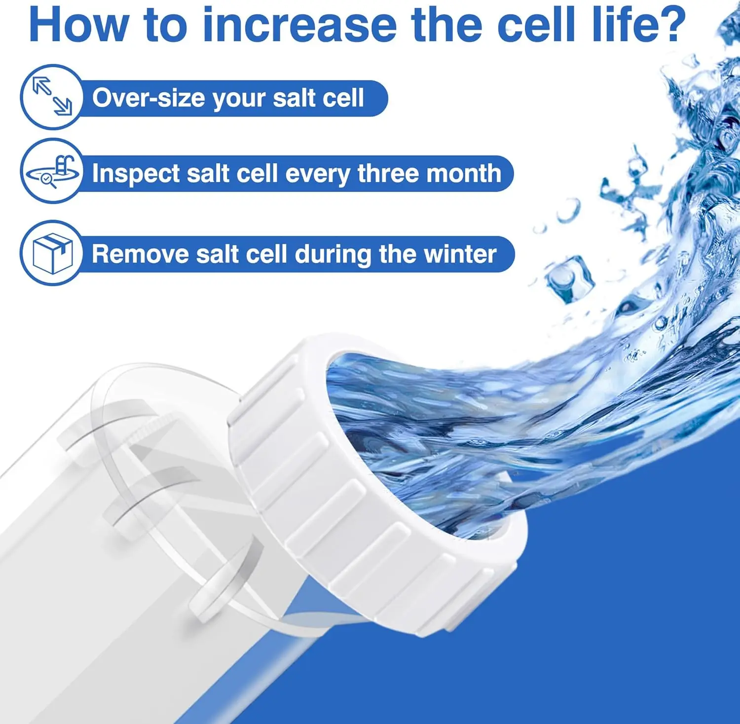 ، مناسب لـ Hayward Salt Cell Model Number T-Cell-9، ما يصل إلى 25000 جالونًا لحمام السباحة، لمدة عام واحد