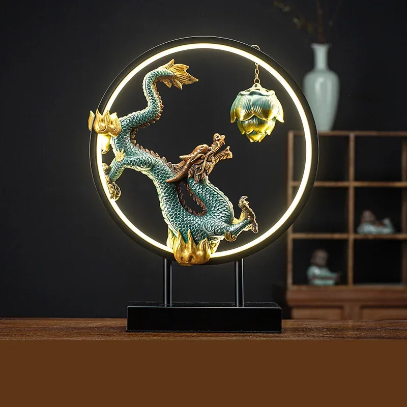 

FY Zen Chinese Style Backflow Incense Burner Dragon Home Decor Ornaments with USB LED Circle Incense Waterfall Holder