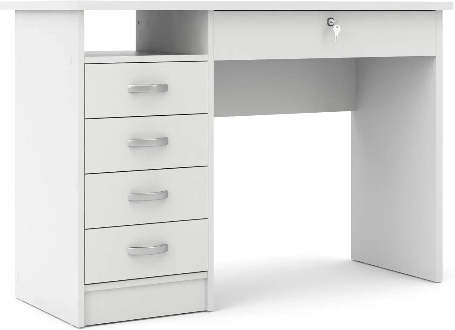 Walden Desk with 5 Drawers, White, office furniture , desks , office table