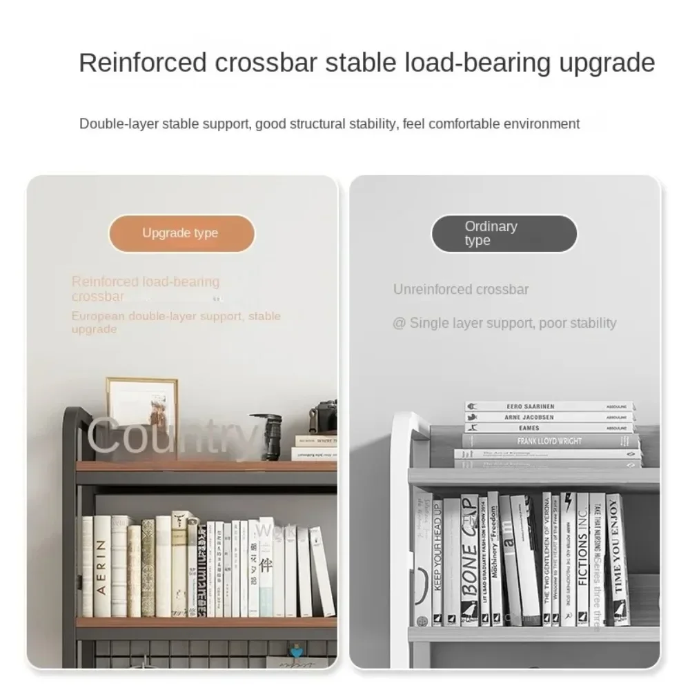 Desktop Multi-Layer Wrought Iron Shelf Bookcase With Grid Bookshelf Table Hole Board Table Wooden Shelves Student Computer Desk