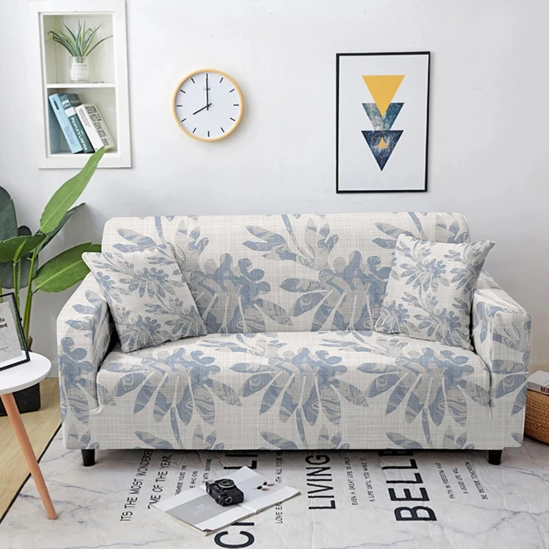 Creative Flower Pattern Printed Sofa Cover Elastic Dustproof and Wrinkle Resistant Universal Decoration for Multi-person Sofa