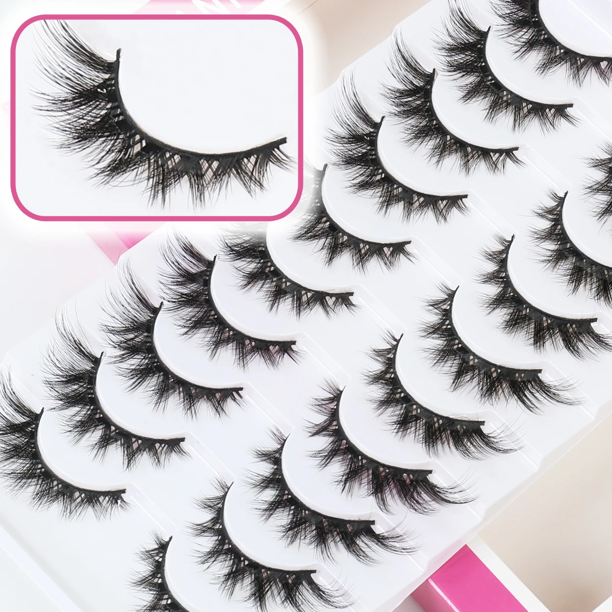Xuanfeiwu Flauschige Wimpern Manga Cluster Fox Cat Eye DIY Streifen Falsche Wimpern Flauschige Elf Make-up Cluster Wimpern Augenschwanzverlängerung Schräge fliegende Wimpern