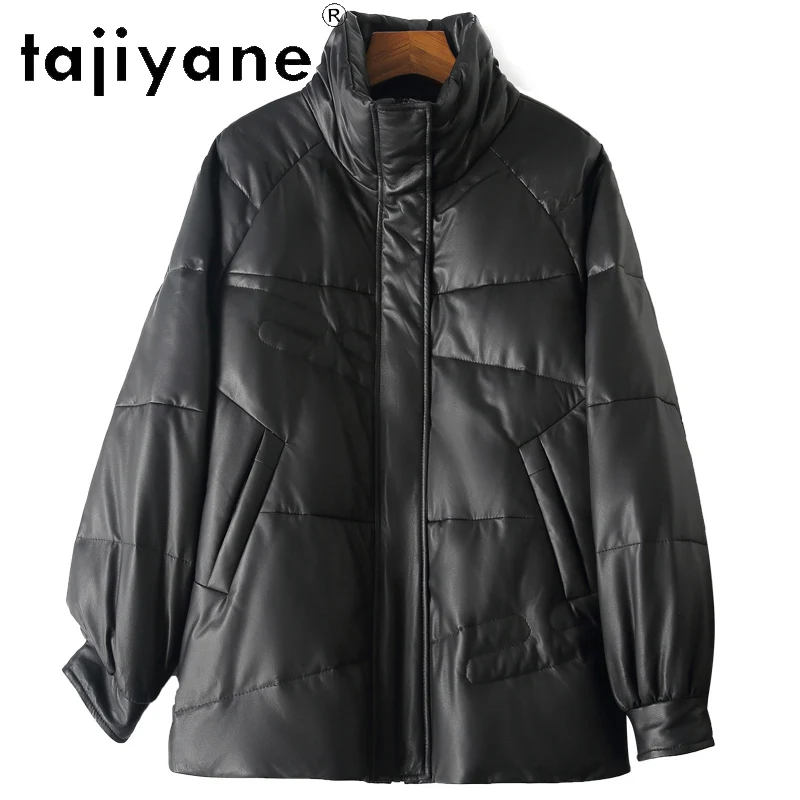 TAJIYANE 100% Skóra Owcza Kurtka Puchowa Damska Krótka Czarna Skórzana Kurtka Ciepłe Kurtki Puchowe Zimowe Ubrania Damskie 2025 코트