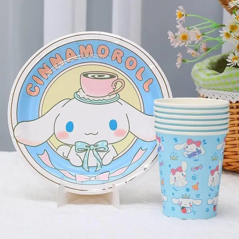 

Sanrios Cartoon Tableware Cinnamoroll Disposable Tableware Dining Plates Versatile Portable Dinner Plates Sets Fashion New Style