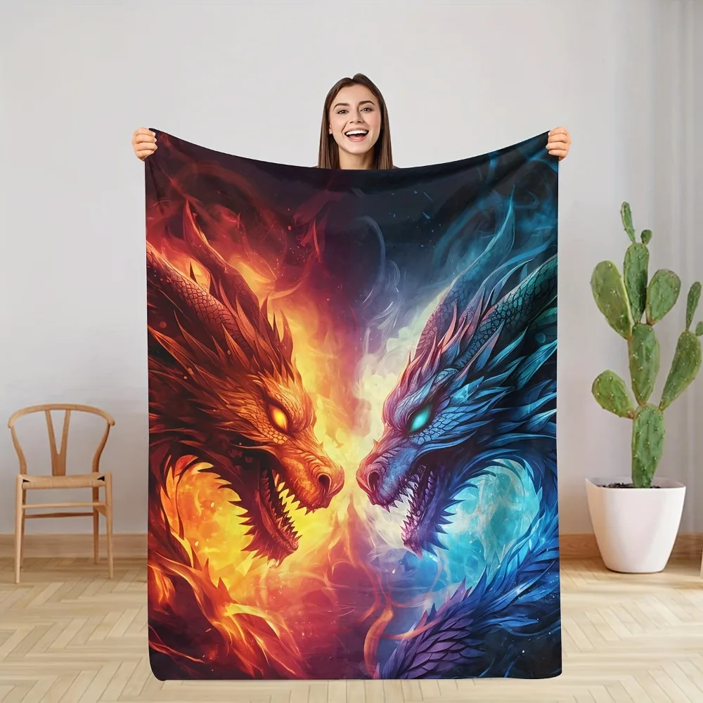 

Dragon Flannel Throw Blanket – Soft & Warm All-Season Blanket for Couch Bed Office Travel – Cozy Gift