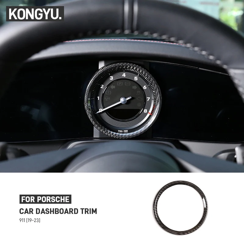 For Porsche 911 2019-2023 Real Carbon Fiber Car Meter Display Screen Cover Trim Dashboard Ring Tachometer Frame Car Accessories