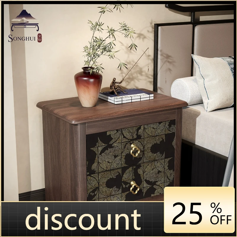 

LH new Chinese bedside table pure solid wood chest of drawers household wall locker