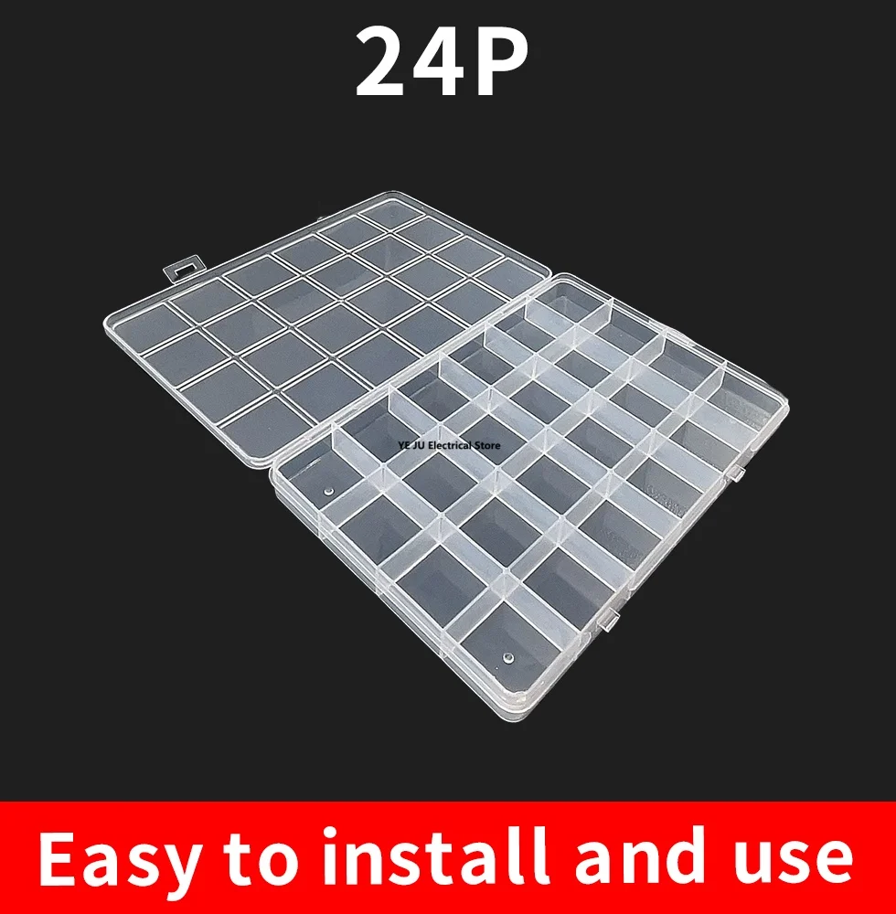 NEW 24 Grid Rectangle Plastic Jewelry Box Compartment Storage Box Case Jewelry Earring Bead Craft Display Container Organizer