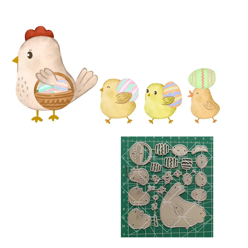 Hen Three Chick Metal Cutting Dies Embossing Paper Making Card Decorative Crafts New Dies 2023 Die Cuts for Card Making