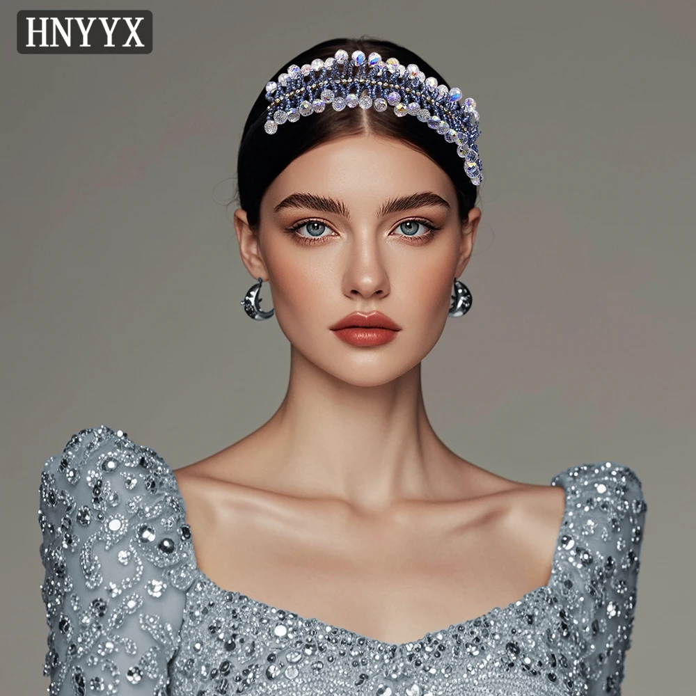 

YouLaPan Bridal Retro Elegant Weddings Headband Handmade Blue Rhinestone Charm Women's Banquet Party Christmas Headwear YXA36