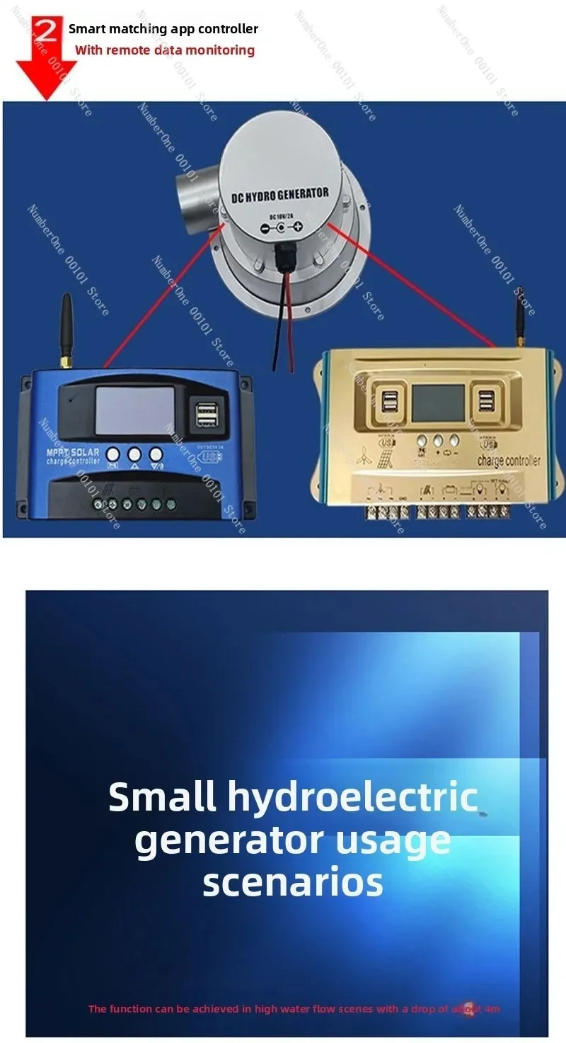Micro Hydraulic Generator Water Flow Turbine Portable DC 12V 24V