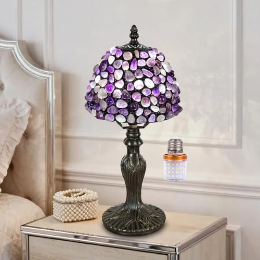 

Tiffany lamp Agate Amber Stained Glass Table Lamp 15.7X8X5 Inch Antique Vintage Tiffany Style Lamp for Bedroom Living Room Offi