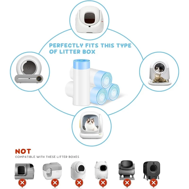 Cat Litter Box Liners for Self-Cleaning Cat Litter Box Thicken Drawstring Trash Bags for Automatic Robot Leak Proof Heavy Duty