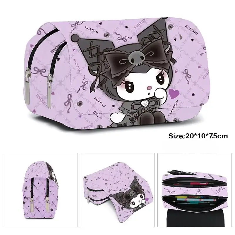 

Школьная сумка для студентов Kawaii, двухслойная сумка-карандаш, повседневный рюкзак большой емкости, сумка для ручек с мультяшным принтом