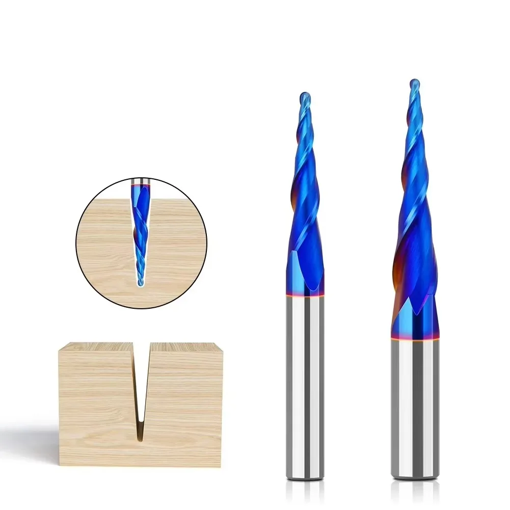 

1/4"Shank 8mm Shank Taper 1PC Steel Drill Bit Nano Blue Coated Cutter Carbide Router Bit CNC End Milling Bit