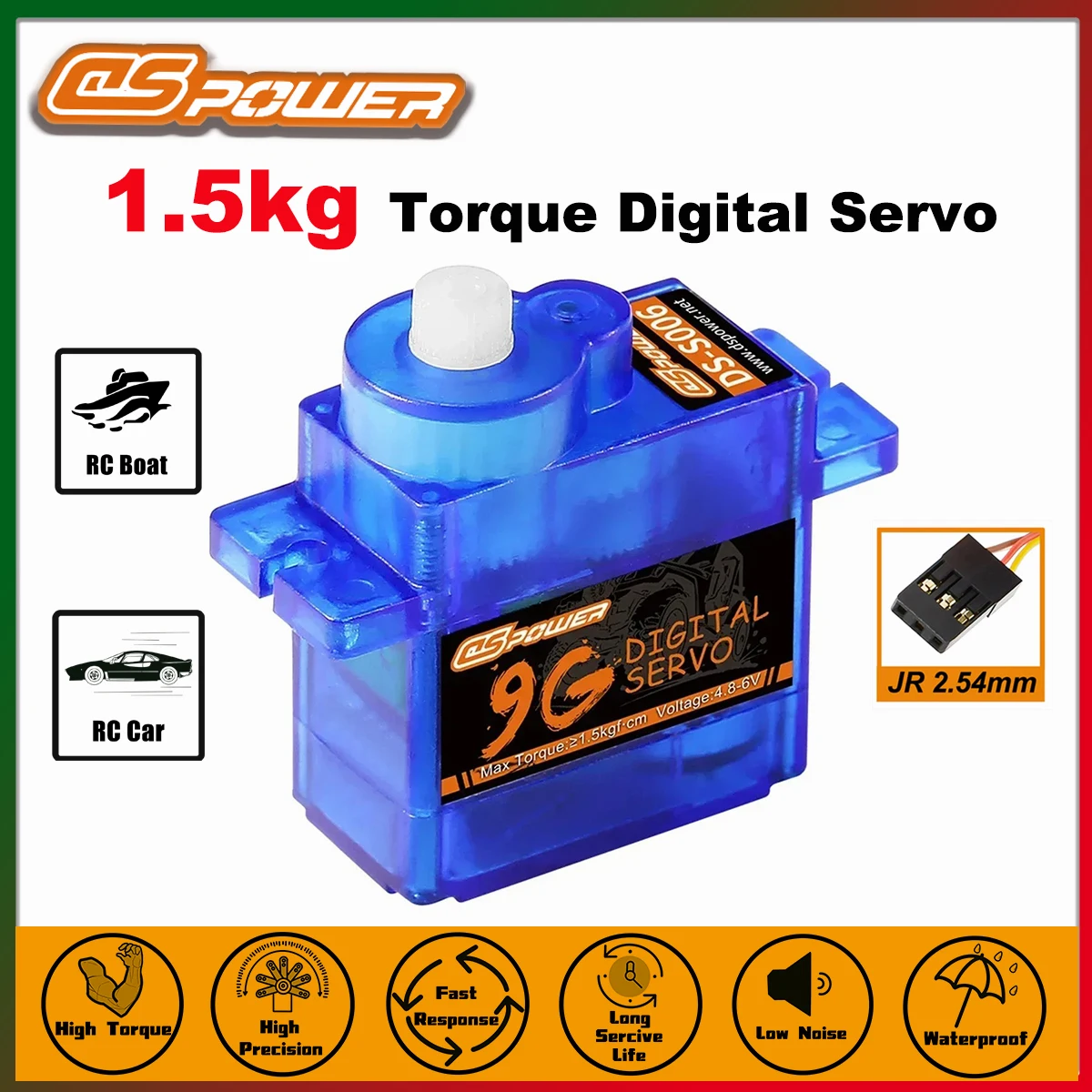 

DSPOWER 9G Mini Digital Waterproof Plastic Gear Servo for RC Car Drone Fixed-wing Glider Mini Q Robot Model SCX24 Axial WLtoys