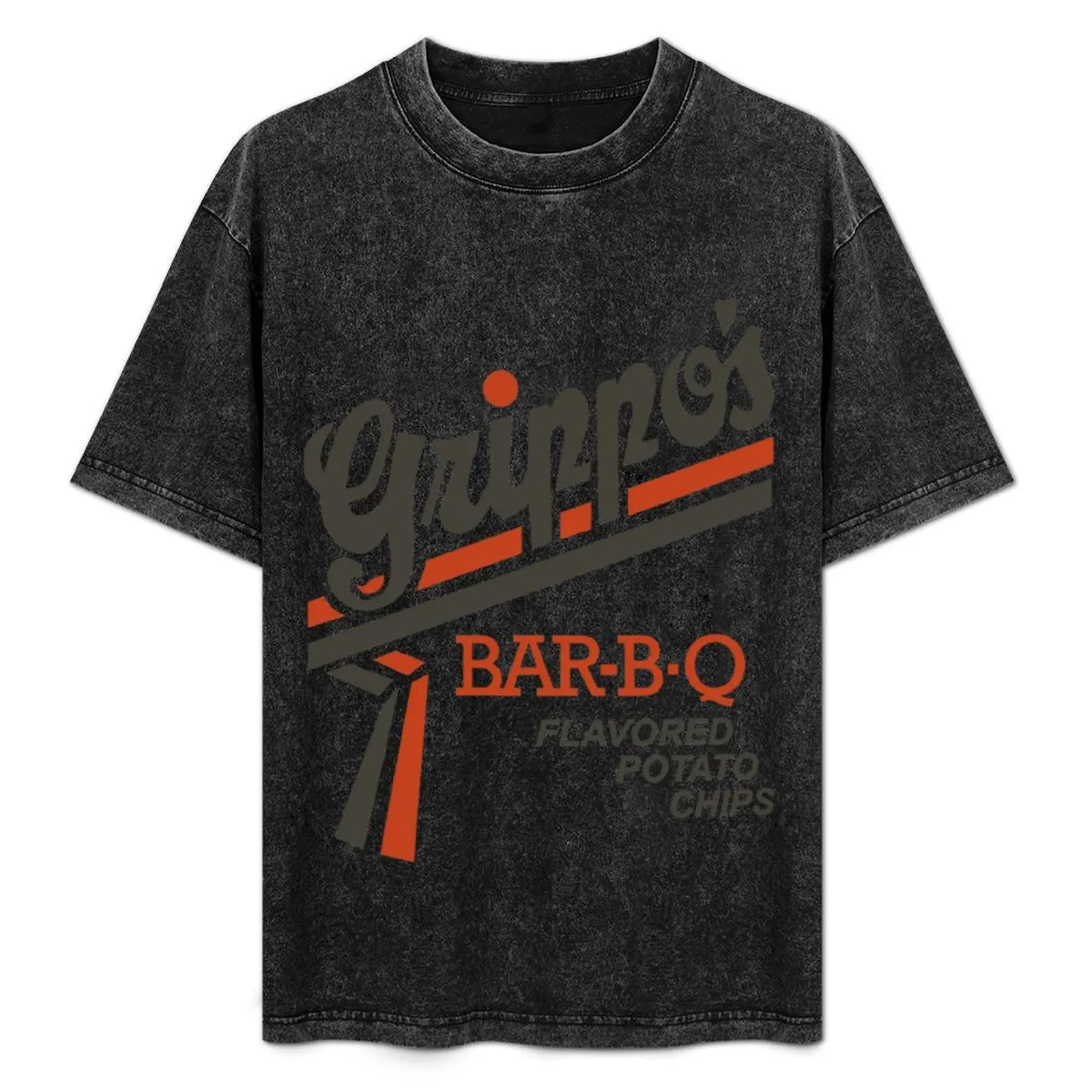Camiseta Grippos Bar-B-Q con estampado de patatas fritas, camiseta informal urbana de corte holgado