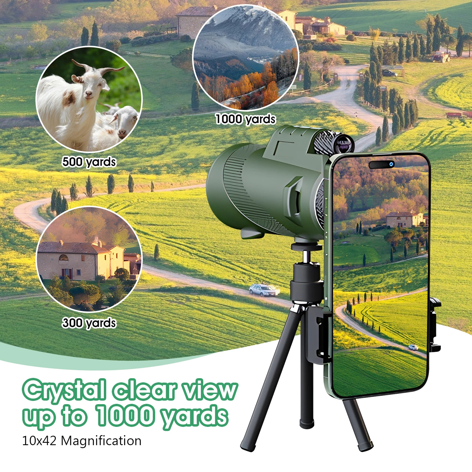 Monocular Telescope for Camping - High Power 80X100 HD， for Outdoor Wildlife Hunting, Bird Watching, and Camping - Two Color