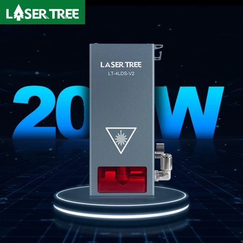 Laser tree v2 módulo laser 20w potência óptica com assistência de ar ttl módulo de luz azul para laser diy corte ferramentas gravura em madeira