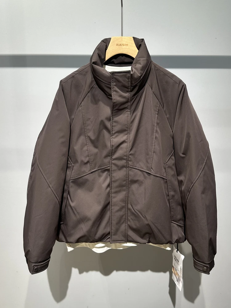 

Мужская зимняя куртка с воротником-стойкой, новая модель, американский простой стиль, рабочая одежда, верхняя одежда из 90% белого пуха для мальчиков