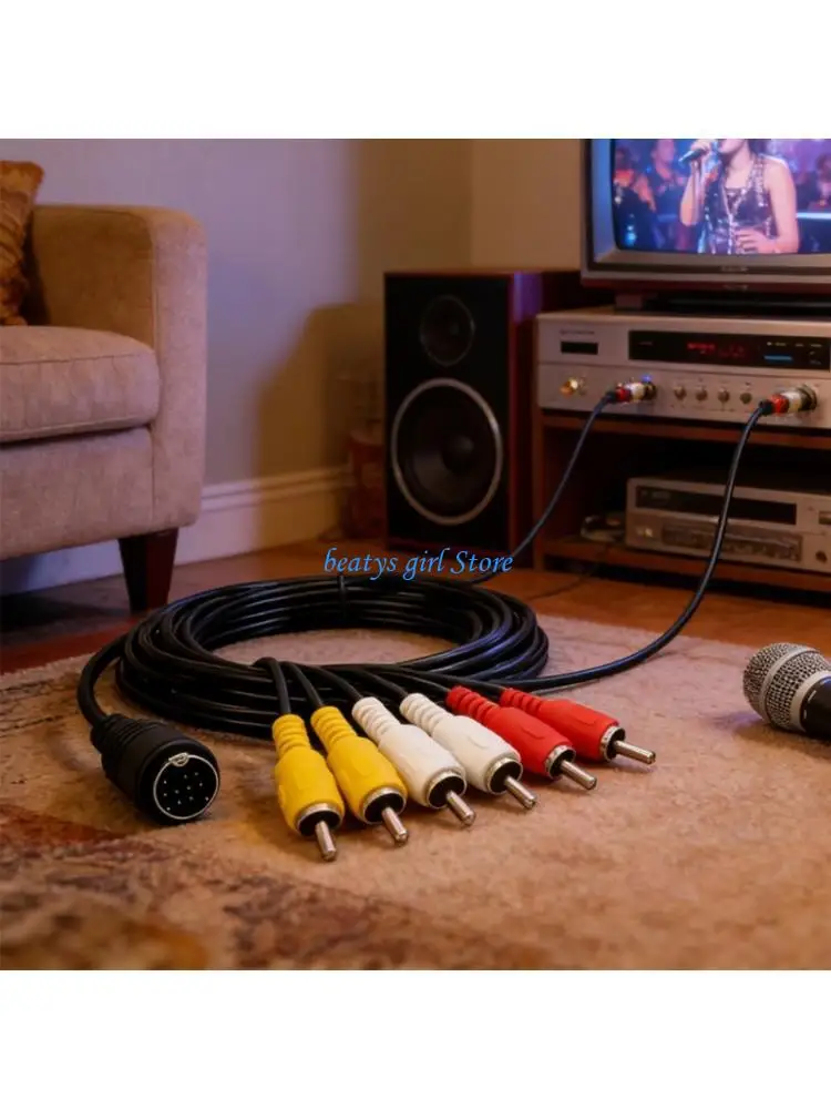 

C7AB Sound Video Cable Mini DIN 9Pin And 6RCA Connectors For High Fidelities
