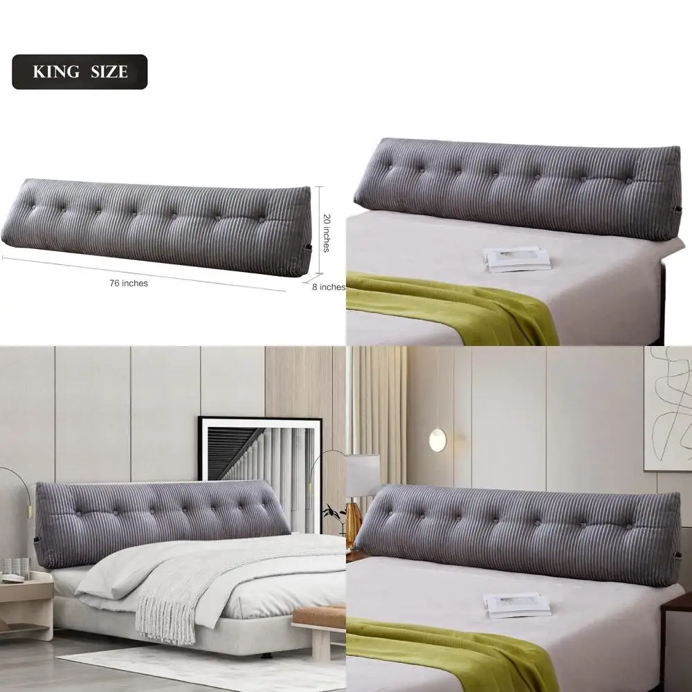 

Подушка-клин King Size серого цвета с подушкой-валиком для чтения, 76x8x20 дюймов, для отдыха в постели и поддержки спины