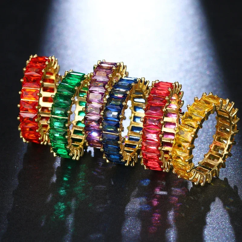 

For Luxus Zirkonia Ringe Für Frauen Mode Rot Blau Kupfer Überzogene Finger Ringe Zirkon Aussage Großhandel Groß Schmuck 2021