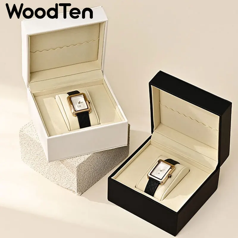 

WoodTen PU Leather lady Watch Box Watch Organizer Watch Storage Box Jewelry Display Packaging Gift Box Simple Design Watch Case