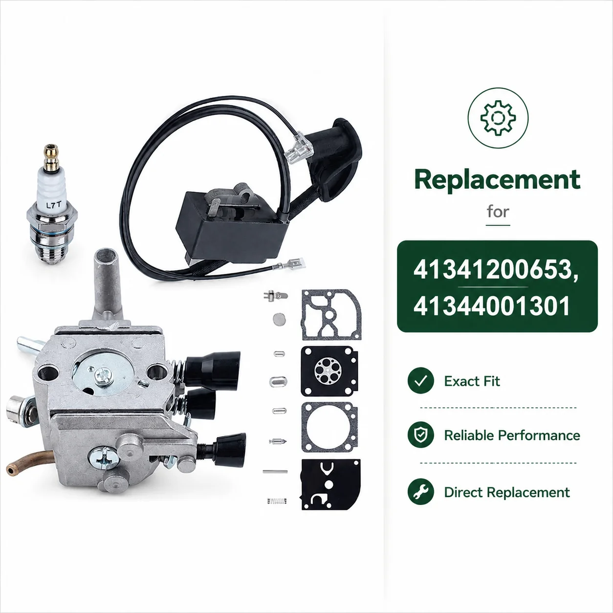 Carburetor Ignition Coil Kit Spark Plug For Stihl FS250 FS250R FS300 FS350 String Trimmer Parts Carb Repair Kit 41341200653
