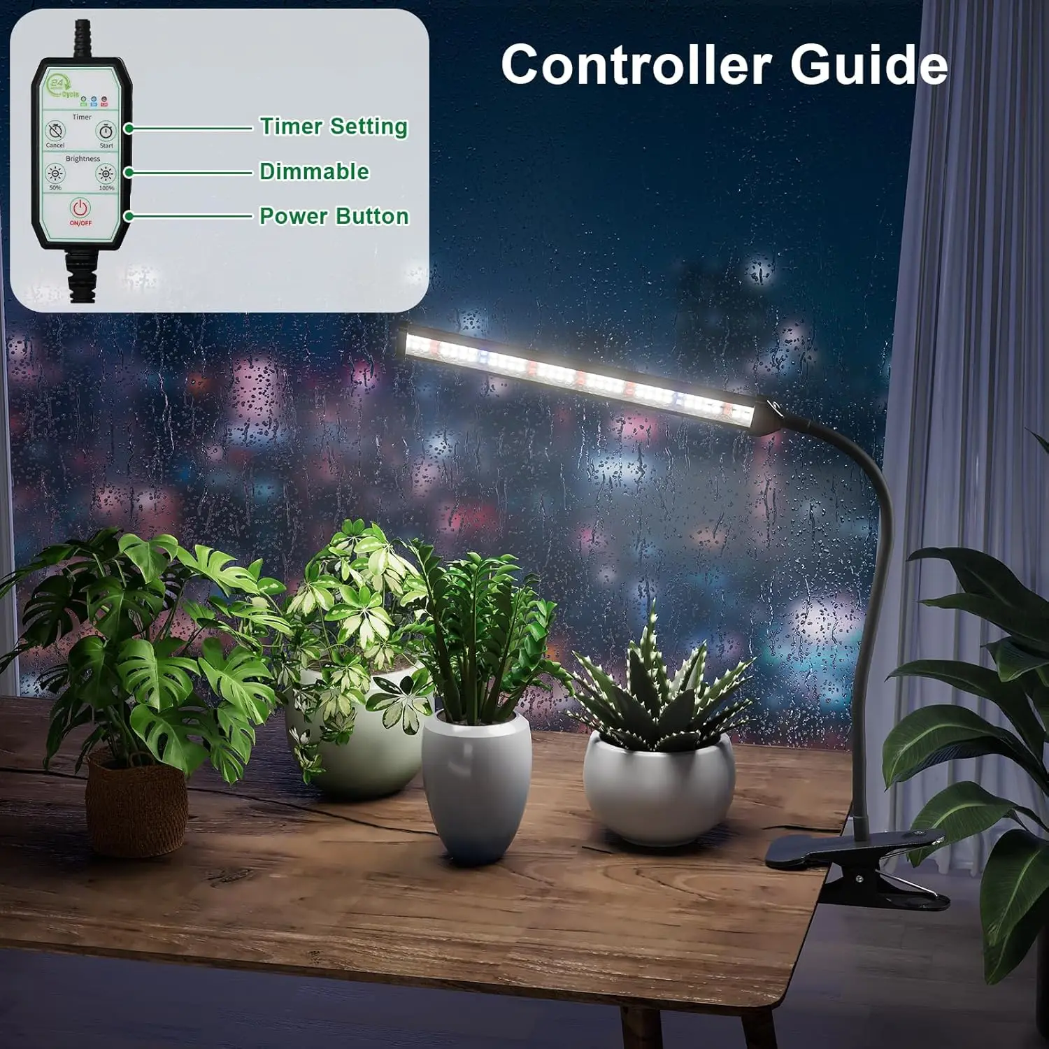 Full Spectrum LED Grow Lamp Clamp Home Garden Plants 110V/220V 6000K Dimmable Clip On LED Plant Light Indoor Hydroponics