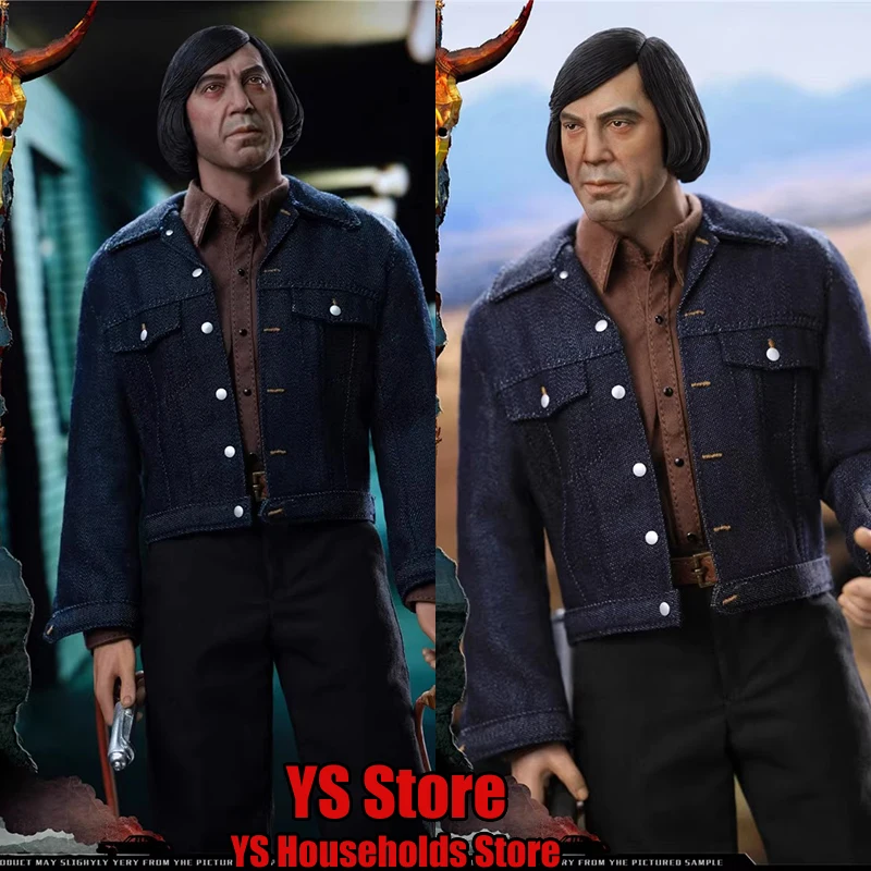 PRESENT TOYS PT-sp69 1/6 Scale Anton Chigurh Collectible Action Figure Black Hair Denim Cloth 12