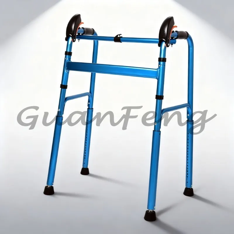 Elderly Folding Walker Adjustable Stair Climbing Rollator, Walking Aid with Armrest for Seniors Home Rehabilitation