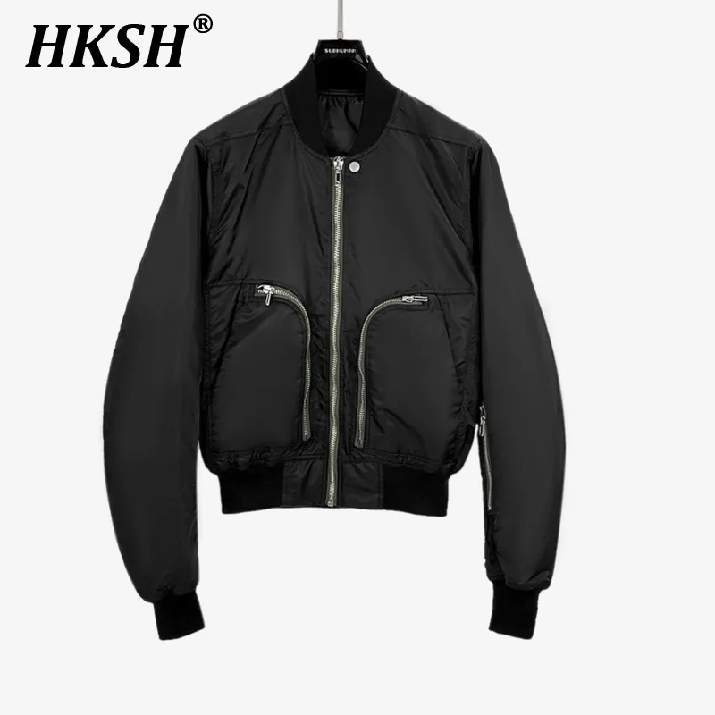 HKSH Spring Autumn Winter New Men's Tide RO Style Dark Large Pockets Zipper High Street Trendy Baseball Jacket Chic Coats HK3221