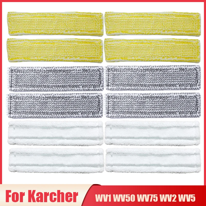 

Тряпки для швабры Karcher WV1 WV50 WV75 WV2 WV5, моющиеся накладки для мытья окон, микрофибра, запчасти