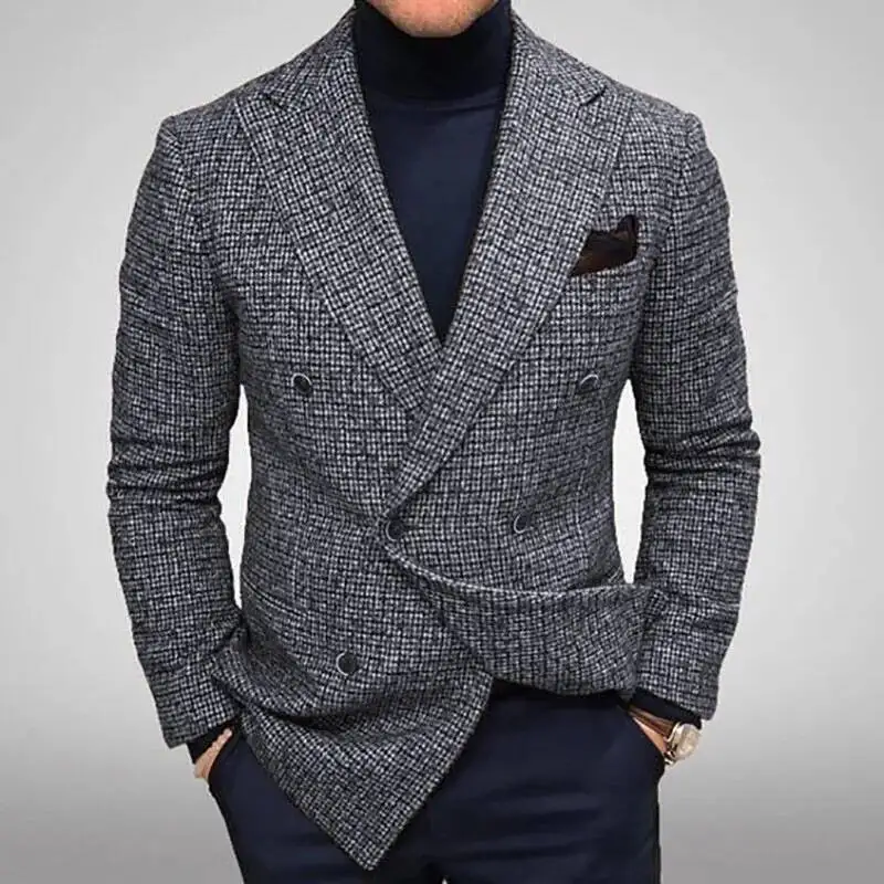 Warm Casual Men's Suiting Jacket Autumn Winter New Style Large Size Youth Fashion City Durable Color Fastness High Wool Blend
