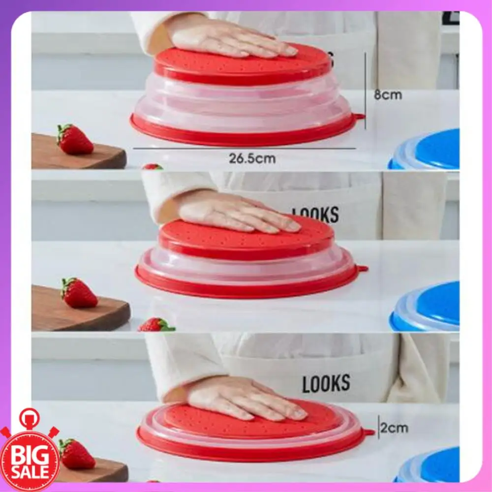 غطاء رش الميكروويف قابل للطي من Big Deal، غطاء طعام لصواني الميكروويف مع أغطية (أحمر)